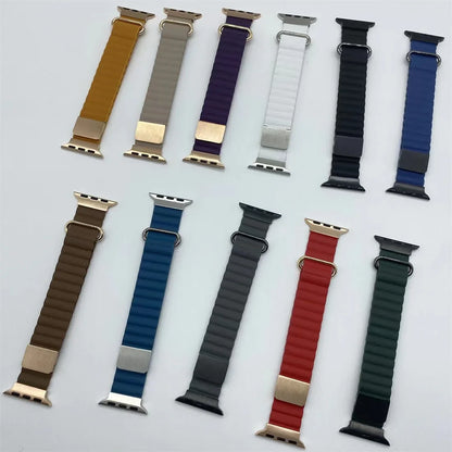 Magnetic Leather Strap for Apple Watch Ultra3 Band 49mm 41mm 44mm 42mm 40mm Series 11/10/9/8/7/6/5/4/SE3