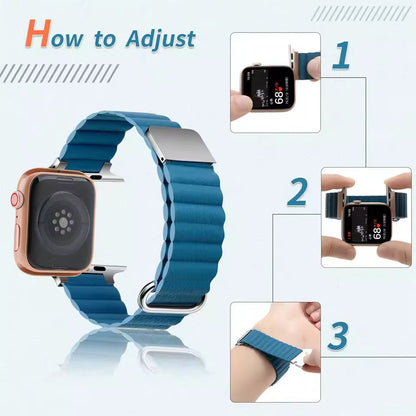 Magnetic Leather Strap for Apple Watch Ultra3 Band 49mm 41mm 44mm 42mm 40mm Series 11/10/9/8/7/6/5/4/SE3