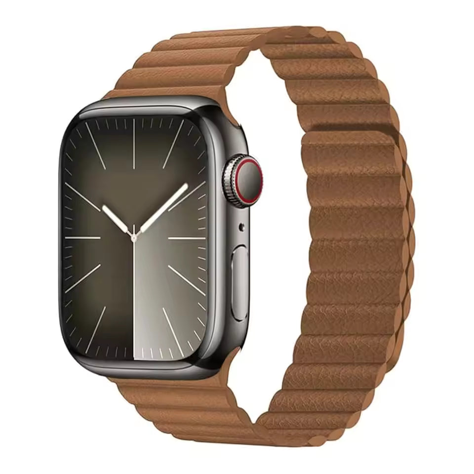 Magnetic Leather Strap for Apple Watch Ultra Band 45mm 41mm 49mm 44mm 40mm 42mm Series 9/8/7/3/4/5/6/SE2