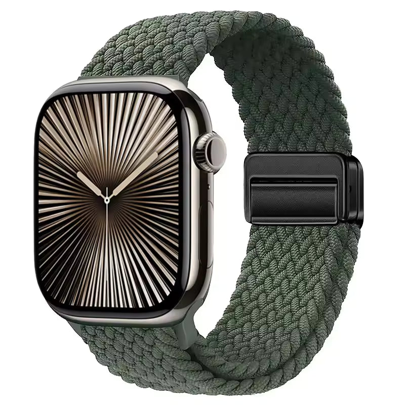 Magnetic Nylon Braided Bracelet for Apple Watch Ultra 2/3 Band 49mm 46mm 45mm 41mm 44mm 40mm Series 11/10/9/8/7/6/5/4/SE