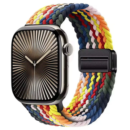 Magnetic Nylon Braided Bracelet for Apple Watch Ultra 2/3 Band 49mm 46mm 45mm 41mm 44mm 40mm Series 11/10/9/8/7/6/5/4/SE