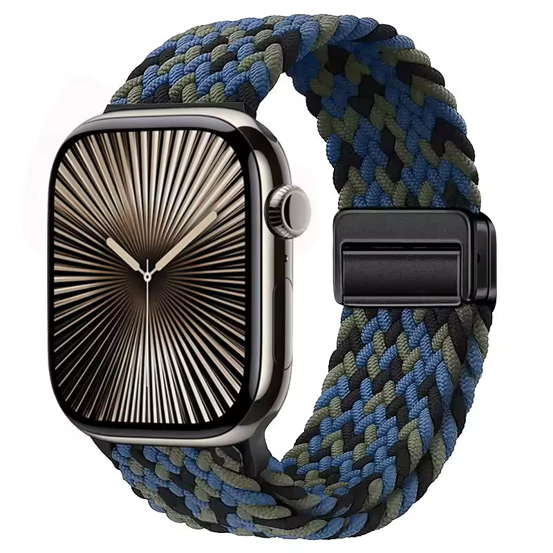 Magnetic Nylon Braided Bracelet for Apple Watch Ultra 2/3 Band 49mm 46mm 45mm 41mm 44mm 40mm Series 11/10/9/8/7/6/5/4/SE