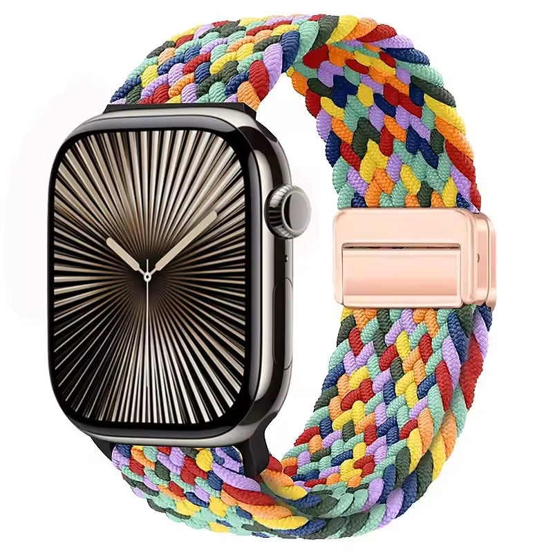 Magnetic Nylon Braided Bracelet for Apple Watch Ultra 2/3 Band 49mm 46mm 45mm 41mm 44mm 40mm Series 11/10/9/8/7/6/5/4/SE