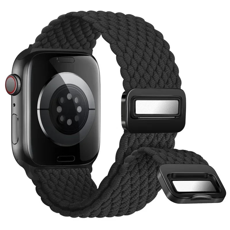 Magnetic Nylon Braided Bracelet for Apple Watch Ultra 2/3 Band 49mm 46mm 45mm 41mm 44mm 40mm Series 11/10/9/8/7/6/5/4/SE