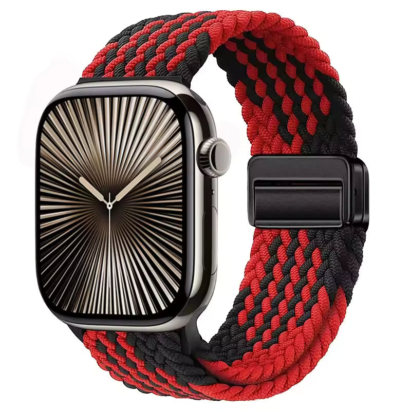 Magnetic Nylon Braided Bracelet for Apple Watch Ultra 2/3 Band 49mm 46mm 45mm 41mm 44mm 40mm Series 11/10/9/8/7/6/5/4/SE