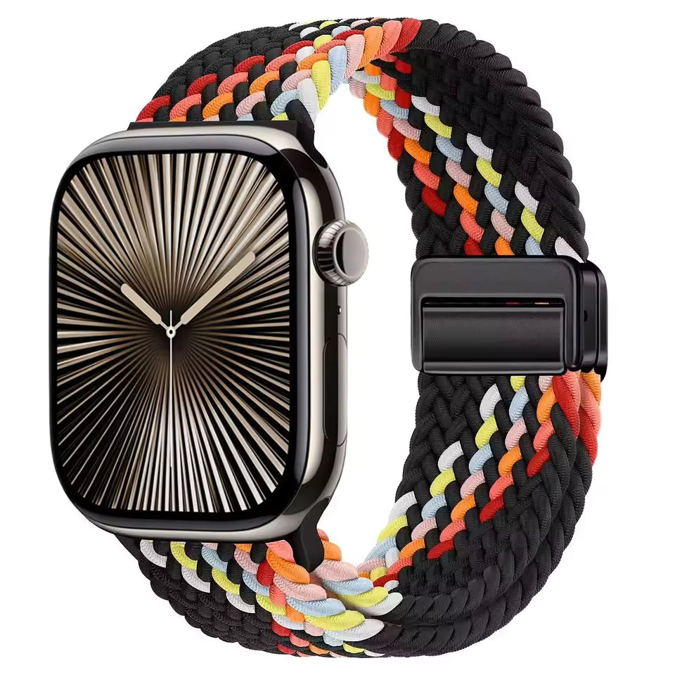 Magnetic Nylon Braided Bracelet for Apple Watch Ultra 2/3 Band 49mm 46mm 45mm 41mm 44mm 40mm Series 11/10/9/8/7/6/5/4/SE