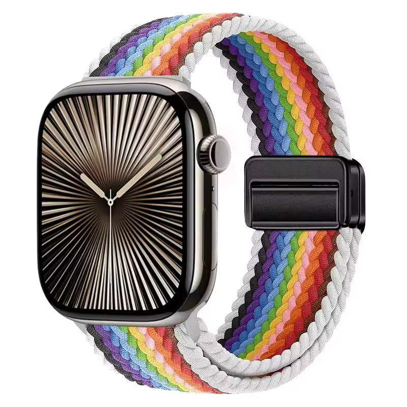 Magnetic Nylon Braided Bracelet for Apple Watch Ultra 2/3 Band 49mm 46mm 45mm 41mm 44mm 40mm Series 11/10/9/8/7/6/5/4/SE