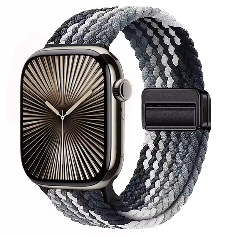 Magnetic Nylon Braided Bracelet for Apple Watch Ultra 2/3 Band 49mm 46mm 45mm 41mm 44mm 40mm Series 11/10/9/8/7/6/5/4/SE