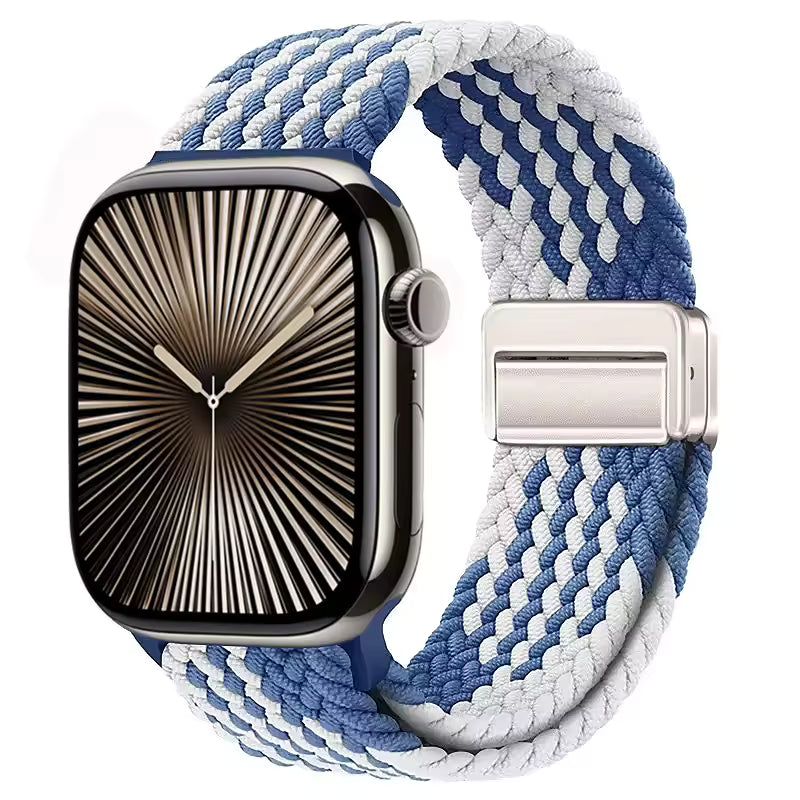 Magnetic Nylon Braided Bracelet for Apple Watch Ultra 2/3 Band 49mm 46mm 45mm 41mm 44mm 40mm Series 11/10/9/8/7/6/5/4/SE