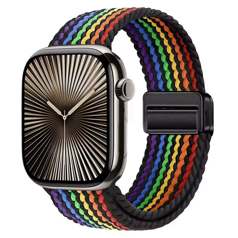 Magnetic Nylon Braided Bracelet for Apple Watch Ultra 2/3 Band 49mm 46mm 45mm 41mm 44mm 40mm Series 11/10/9/8/7/6/5/4/SE