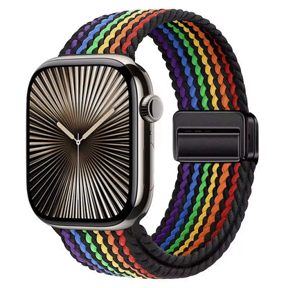 Magnetic Nylon Braided Bracelet for Apple Watch Ultra 2/3 Band 49mm 46mm 45mm 41mm 44mm 40mm Series 11/10/9/8/7/6/5/4/SE