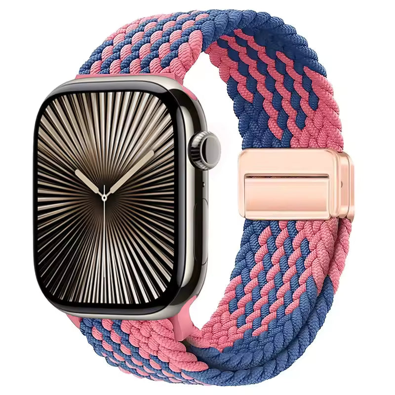 Magnetic Nylon Braided Bracelet for Apple Watch Ultra 2/3 Band 49mm 46mm 45mm 41mm 44mm 40mm Series 11/10/9/8/7/6/5/4/SE