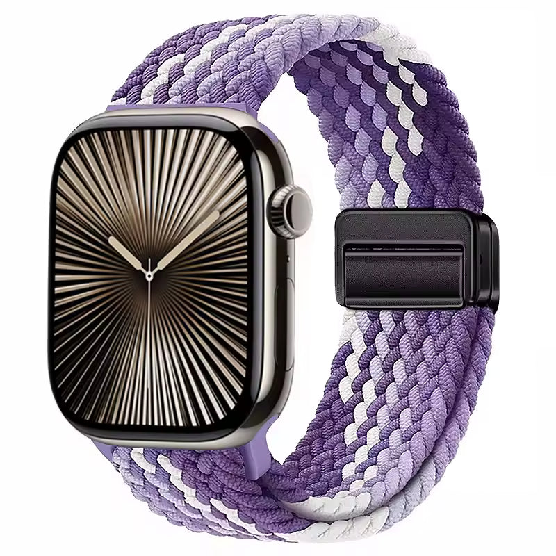 Magnetic Nylon Braided Bracelet for Apple Watch Ultra 2/3 Band 49mm 46mm 45mm 41mm 44mm 40mm Series 11/10/9/8/7/6/5/4/SE