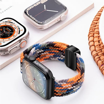Magnetic Nylon Braided Bracelet for Apple Watch Ultra 2/3 Band 49mm 46mm 45mm 41mm 44mm 40mm Series 11/10/9/8/7/6/5/4/SE