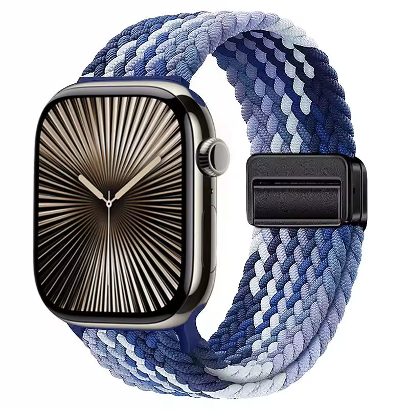 Magnetic Nylon Braided Bracelet for Apple Watch Ultra 2/3 Band 49mm 46mm 45mm 41mm 44mm 40mm Series 11/10/9/8/7/6/5/4/SE
