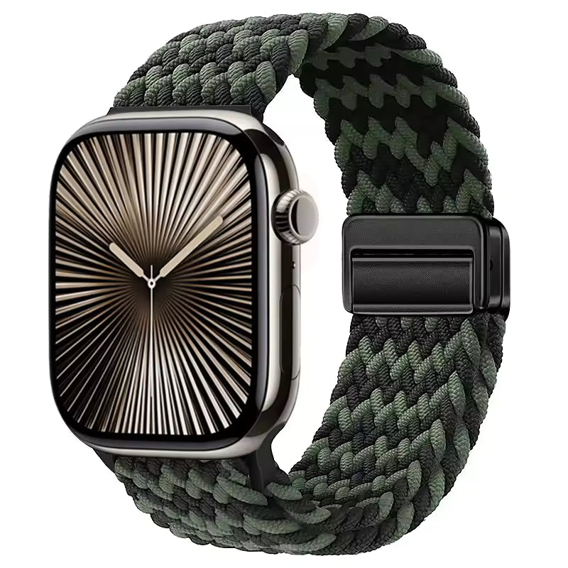 Magnetic Nylon Braided Bracelet for Apple Watch Ultra 2/3 Band 49mm 46mm 45mm 41mm 44mm 40mm Series 11/10/9/8/7/6/5/4/SE