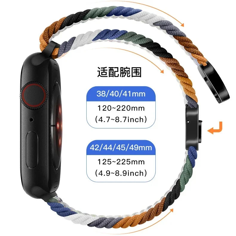 Magnetic Nylon Braided Bracelet for Apple Watch Ultra 2/3 Band 49mm 46mm 45mm 41mm 44mm 40mm Series 11/10/9/8/7/6/5/4/SE