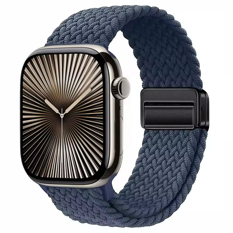 Magnetic Nylon Braided Bracelet for Apple Watch Ultra 2/3 Band 49mm 46mm 45mm 41mm 44mm 40mm Series 11/10/9/8/7/6/5/4/SE