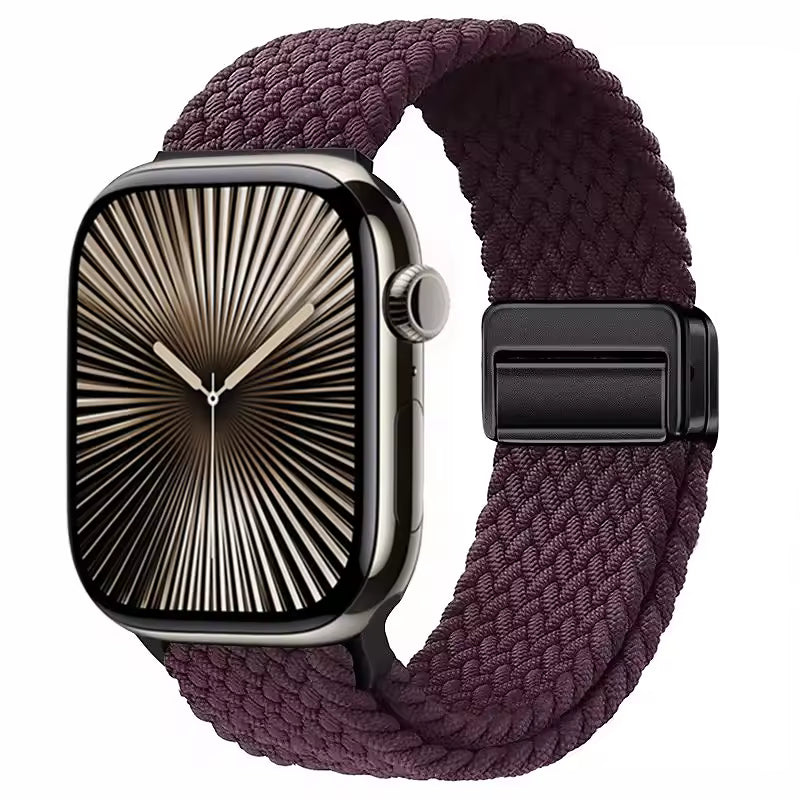 Magnetic Nylon Braided Bracelet for Apple Watch Ultra 2/3 Band 49mm 46mm 45mm 41mm 44mm 40mm Series 11/10/9/8/7/6/5/4/SE