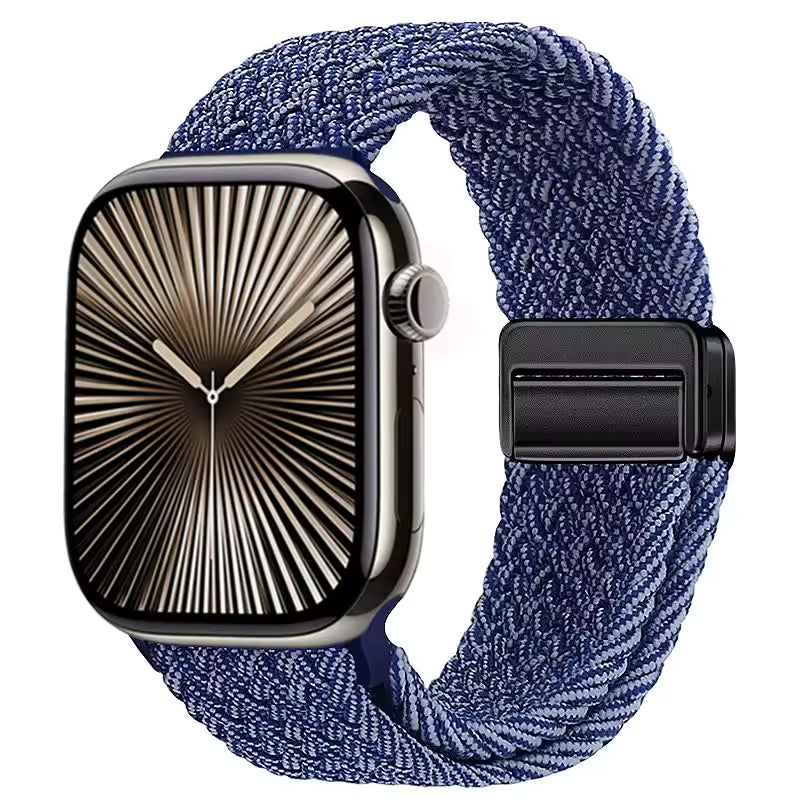 Magnetic Nylon Braided Bracelet for Apple Watch Ultra 2/3 Band 49mm 46mm 45mm 41mm 44mm 40mm Series 11/10/9/8/7/6/5/4/SE