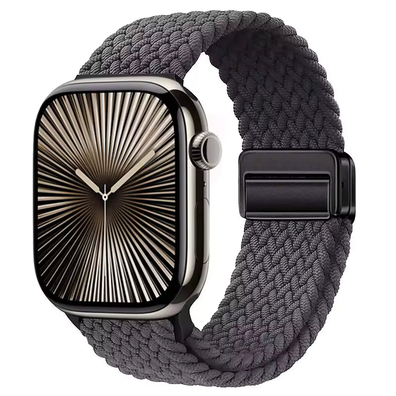 Magnetic Nylon Braided Bracelet for Apple Watch Ultra 2/3 Band 49mm 46mm 45mm 41mm 44mm 40mm Series 11/10/9/8/7/6/5/4/SE