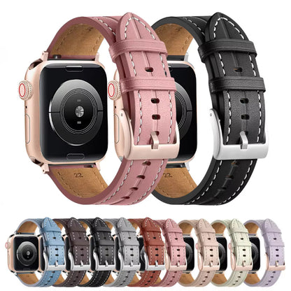 Manual Needlework Leather Strap for Apple Watch Band iWatch Series 6/5/4/3/SE/Ultra/2/10/9/8/7