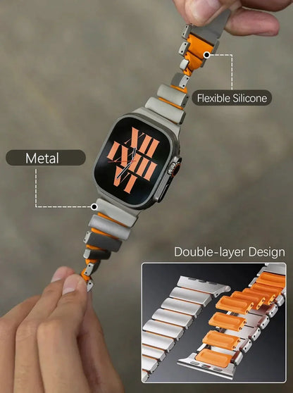 Men's Metal Rubber Magnetic Strap for Apple Watch Ultra 3/2 Band 49mm 46mm 45mm 44mm Series 11/10/9/8