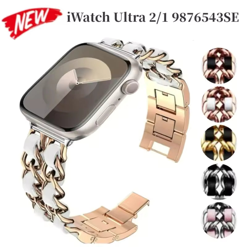 Metal Chain Bracelet for Apple Watch Band iWatch Series Ultra3/2/11/10/9/8/7/6/5/4/SE