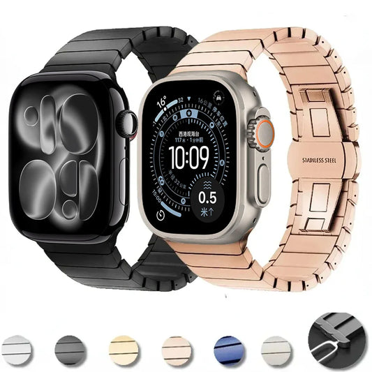 Metal Link Stainless Steel Strap for Apple Watch Band iWatch Series Ultra 11/10/9/8/7/6/5/4/SE