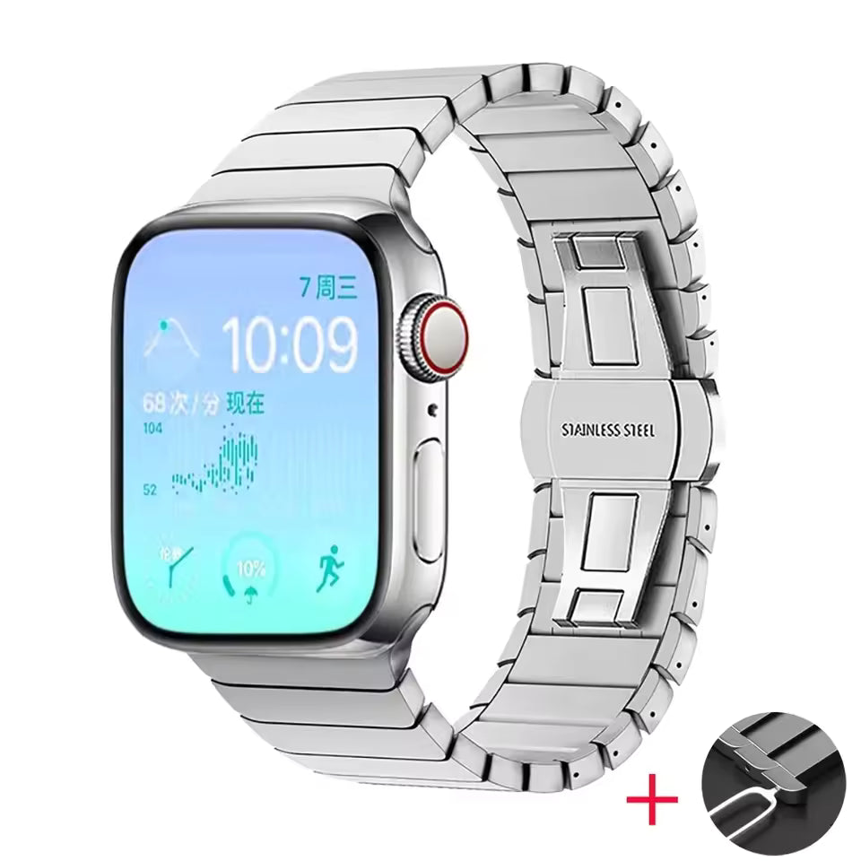 Metal Link Stainless Steel Strap for Apple Watch Band iWatch Series Ultra 11/10/9/8/7/6/5/4/SE