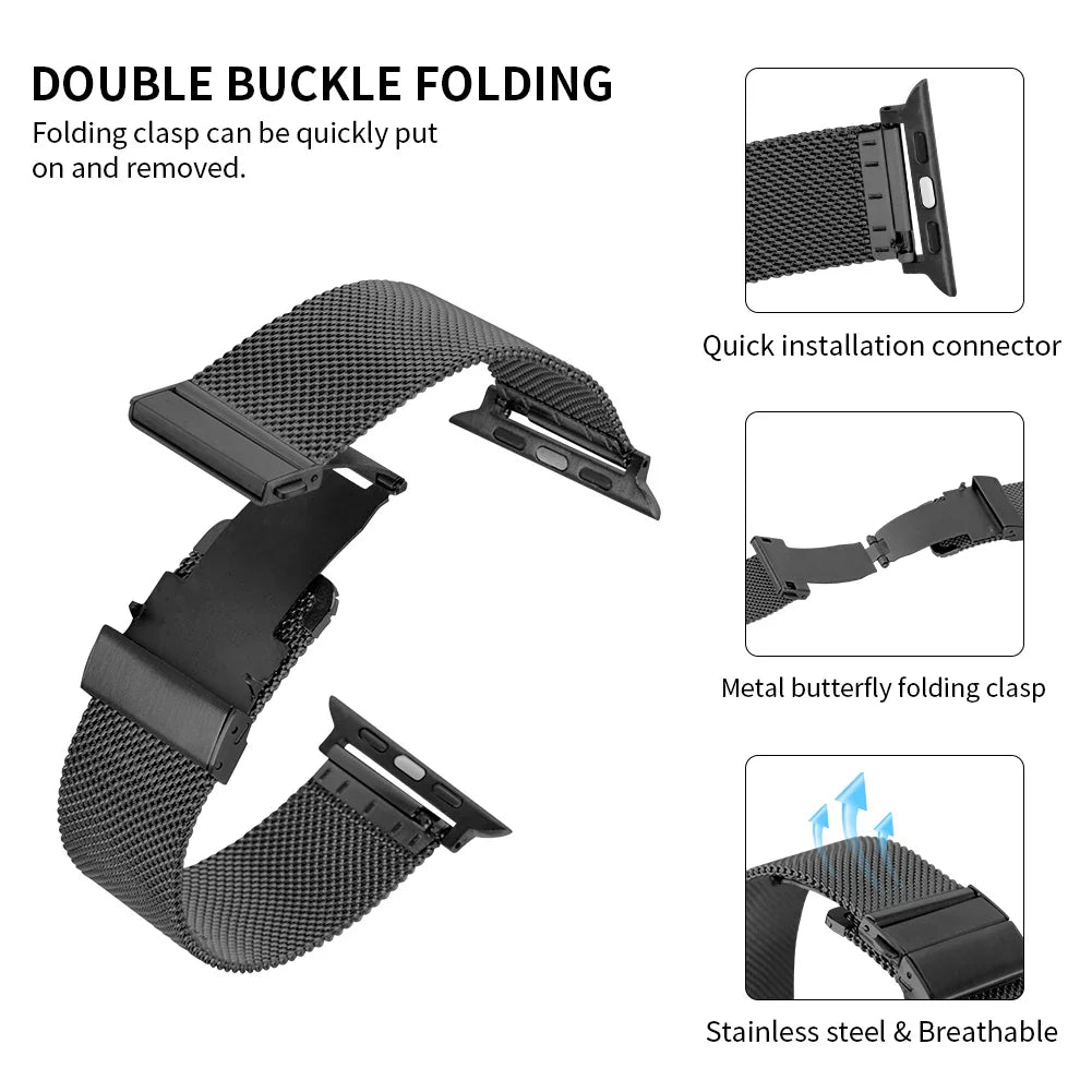 Metal Milanese Bracelet for Apple Watch Band iWatch Series Ultra2/10/9/8/7/6/5/4/SE