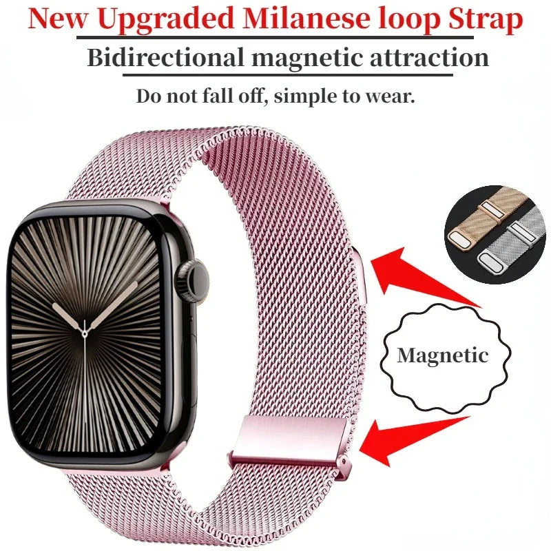Milanese Magnetic Strap for Apple Watch Ultra2 Band 49mm 46mm 45mm 41mm 44mm 40mm Series 10/9/8/7/6/5/4/SE