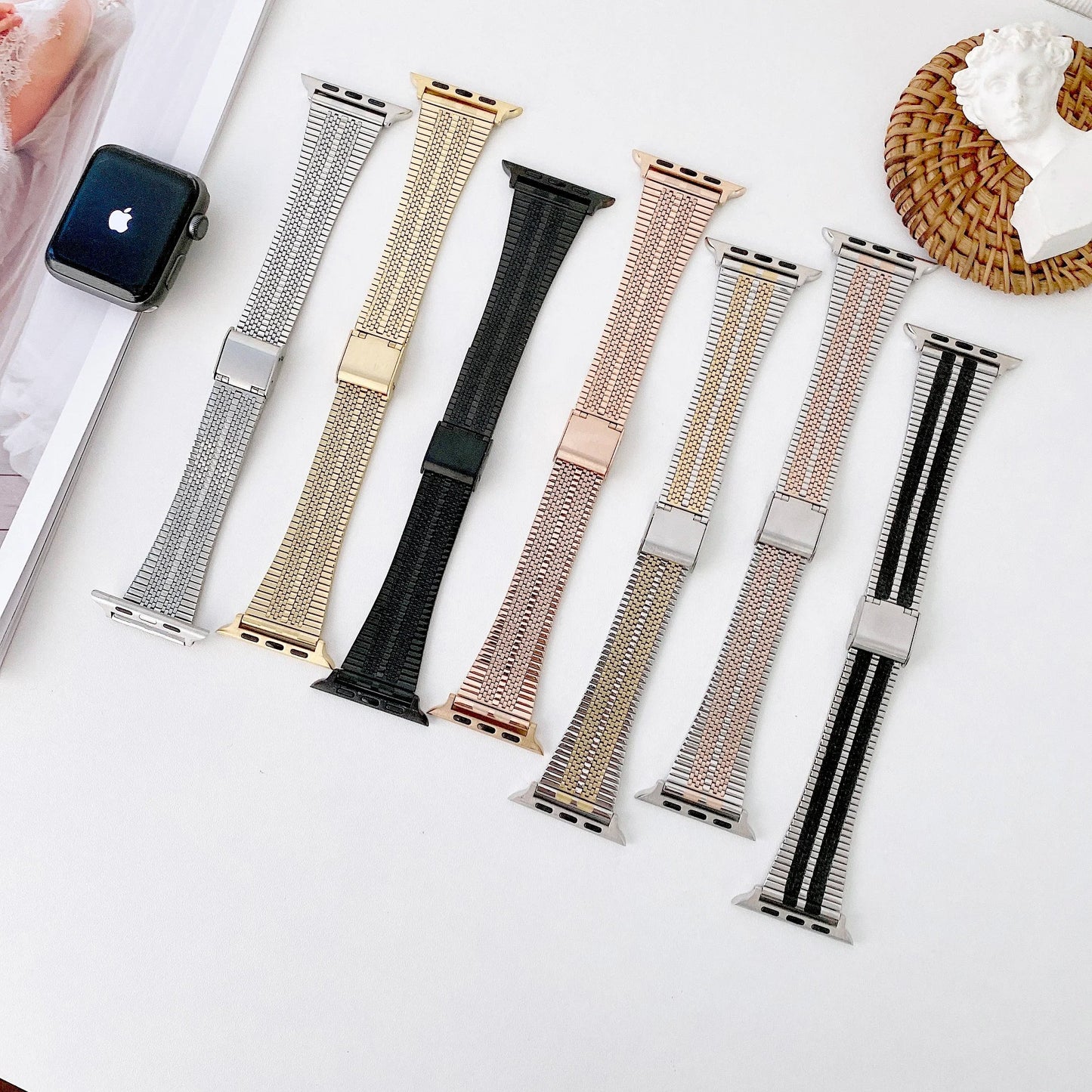 Milanese Stainless Steel Strap for Apple Watch Ultra2 Band 44mm 42mm 40mm 46mm 45mm 41mm Series 6/5/4/3/10/9/8/7/SE