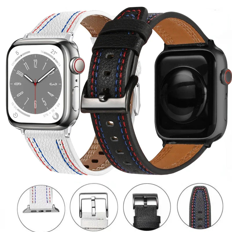 New Leather Strap for Apple Watch Band iWatch Series Ultra/10/9/8/7/6/5/4/SE