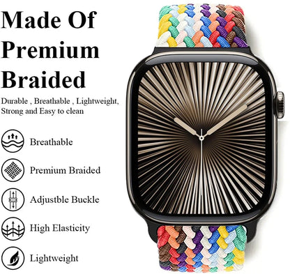 Nylon Braided Loop Elastic Strap for Apple Watch Band iWatch Series Ultra/2/10/9/8/7/6/5/4/SE/3