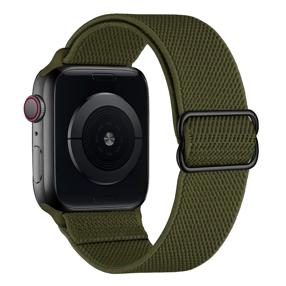 Nylon Elastic Bracelet for Apple Watch Ultra 2 Band 49mm 45mm 41mm 44mm 40mm 46mm 42mm Series 10/9/8/7/6/5/4/SE2
