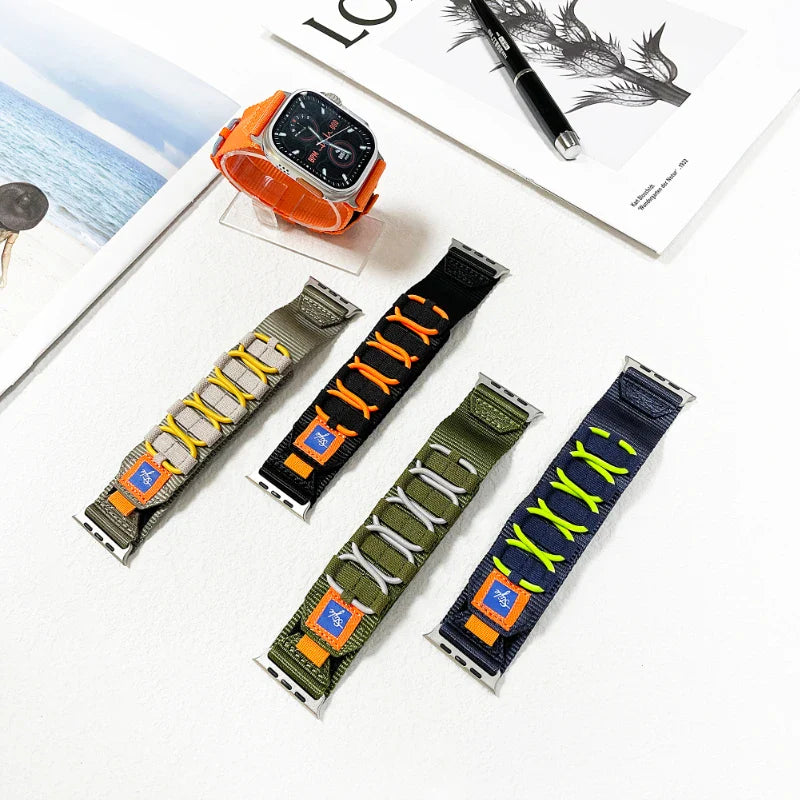 Nylon Five Loop Strap for Apple Watch Band iWatch Series Ultra2/10/9/8/7/6/5/4/SE