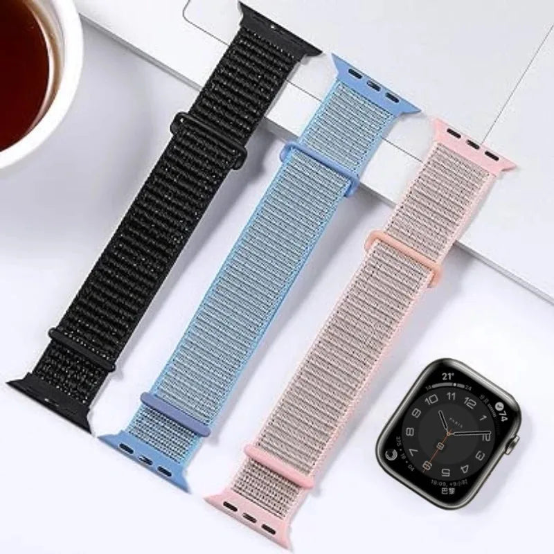 Nylon Sports Loop Bracelet for Apple Watch Ultra2 Band 49mm 46mm 45mm 44mm 42mm 41mm 40mm Series 10/9/8/7/6/5/4/3/SE2