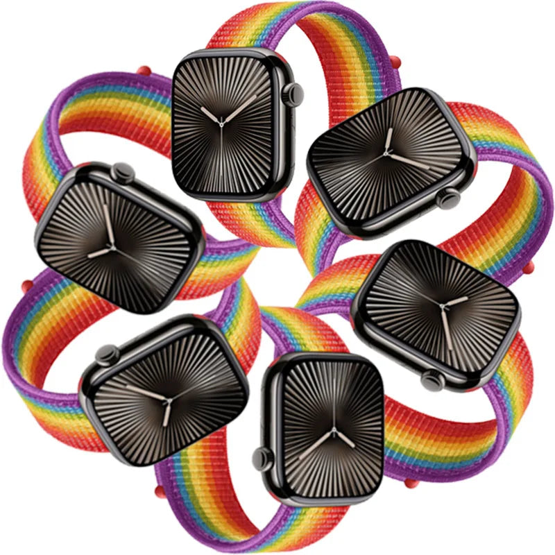 Nylon Sports Loop Bracelet for Apple Watch Ultra2 Band 49mm 46mm 45mm 44mm 42mm 41mm 40mm Series 10/9/8/7/6/5/4/3/SE2