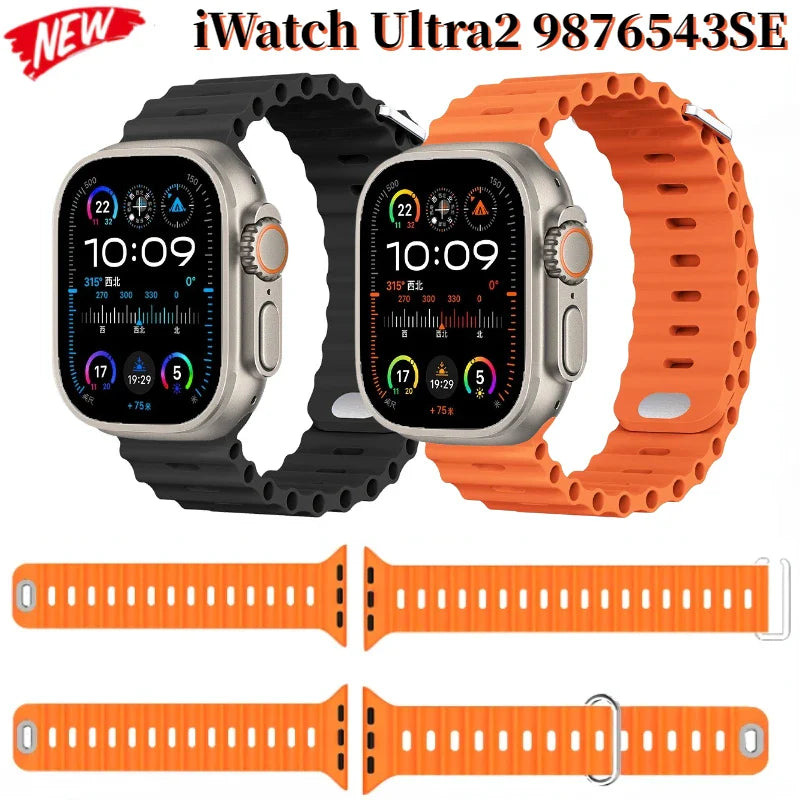 Ocean Silicone Strap for Apple Watch Ultra Band 49mm 46mm 45mm 41mm 44mm 40mm 42mm Series 11/10/9/8/7/6/5/4/SE