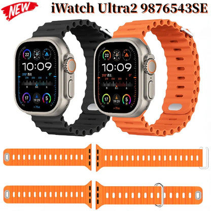 Ocean Silicone Strap for Apple Watch Ultra Band 49mm 46mm 45mm 41mm 44mm 40mm 42mm Series 11/10/9/8/7/6/5/4/SE
