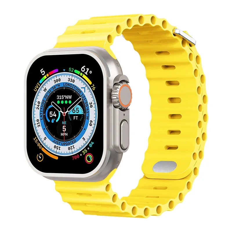 Ocean Silicone Strap for Apple Watch Ultra Band 49mm 46mm 45mm 41mm 44mm 40mm 42mm Series 11/10/9/8/7/6/5/4/SE