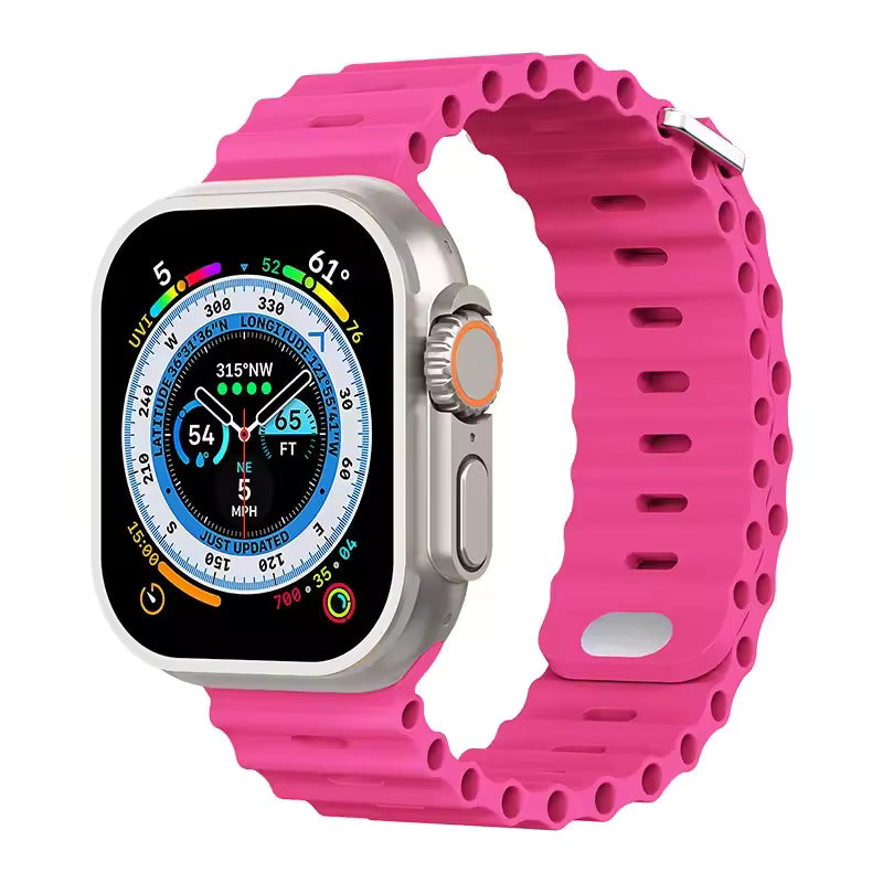 Ocean Silicone Strap for Apple Watch Ultra Band 49mm 46mm 45mm 41mm 44mm 40mm 42mm Series 11/10/9/8/7/6/5/4/SE