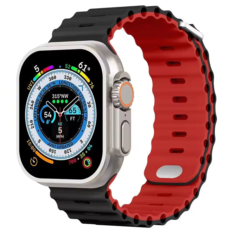 Ocean Silicone Strap for Apple Watch Ultra Band 49mm 46mm 45mm 41mm 44mm 40mm 42mm Series 11/10/9/8/7/6/5/4/SE