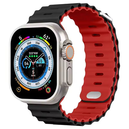 Ocean Silicone Strap for Apple Watch Ultra Band 49mm 46mm 45mm 41mm 44mm 40mm 42mm Series 11/10/9/8/7/6/5/4/SE
