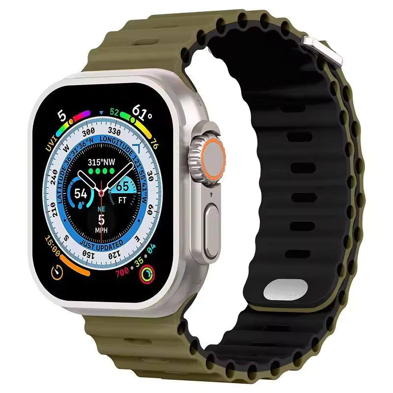Ocean Silicone Strap for Apple Watch Ultra Band 49mm 46mm 45mm 41mm 44mm 40mm 42mm Series 11/10/9/8/7/6/5/4/SE