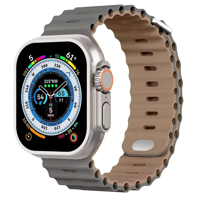 Ocean Silicone Strap for Apple Watch Ultra Band 49mm 46mm 45mm 41mm 44mm 40mm 42mm Series 11/10/9/8/7/6/5/4/SE