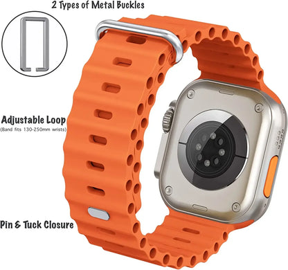Ocean Silicone Strap for Apple Watch Ultra Band 49mm 46mm 45mm 41mm 44mm 40mm 42mm Series 11/10/9/8/7/6/5/4/SE