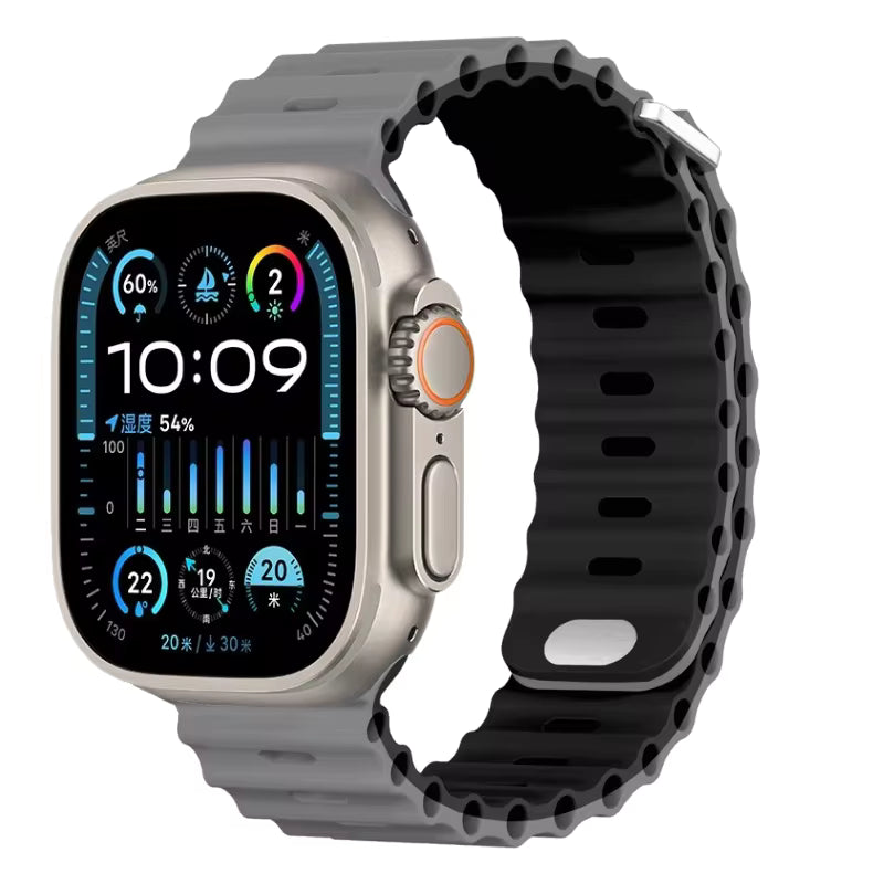 Ocean Silicone Strap for Apple Watch Ultra Band 49mm 46mm 45mm 41mm 44mm 40mm 42mm Series 11/10/9/8/7/6/5/4/SE