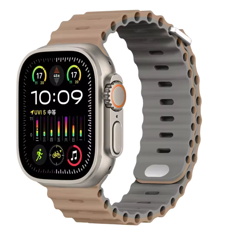 Ocean Silicone Strap for Apple Watch Ultra Band 49mm 46mm 45mm 41mm 44mm 40mm 42mm Series 11/10/9/8/7/6/5/4/SE